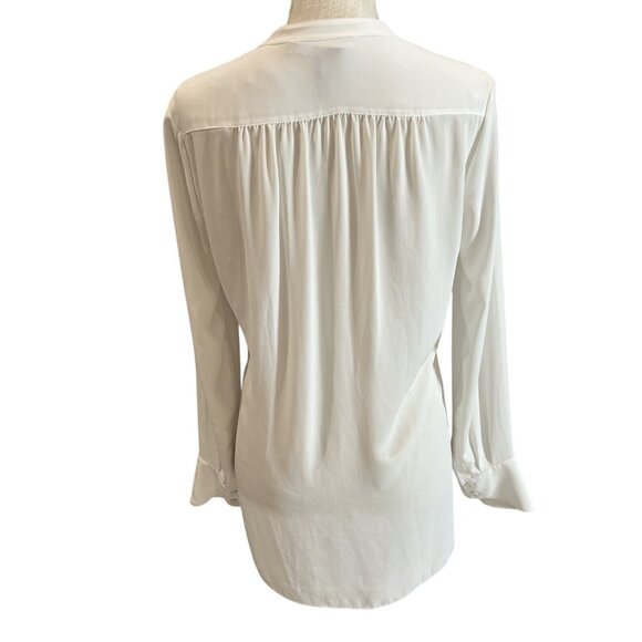 BCBG Max Azria Womens White Drape Front Blouse Medium Polyester - Picture 4 of 8